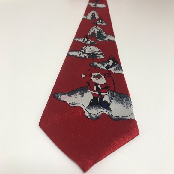 NYOP! Christmas Theme Necktie Red Polyester - Picture 1 of 3